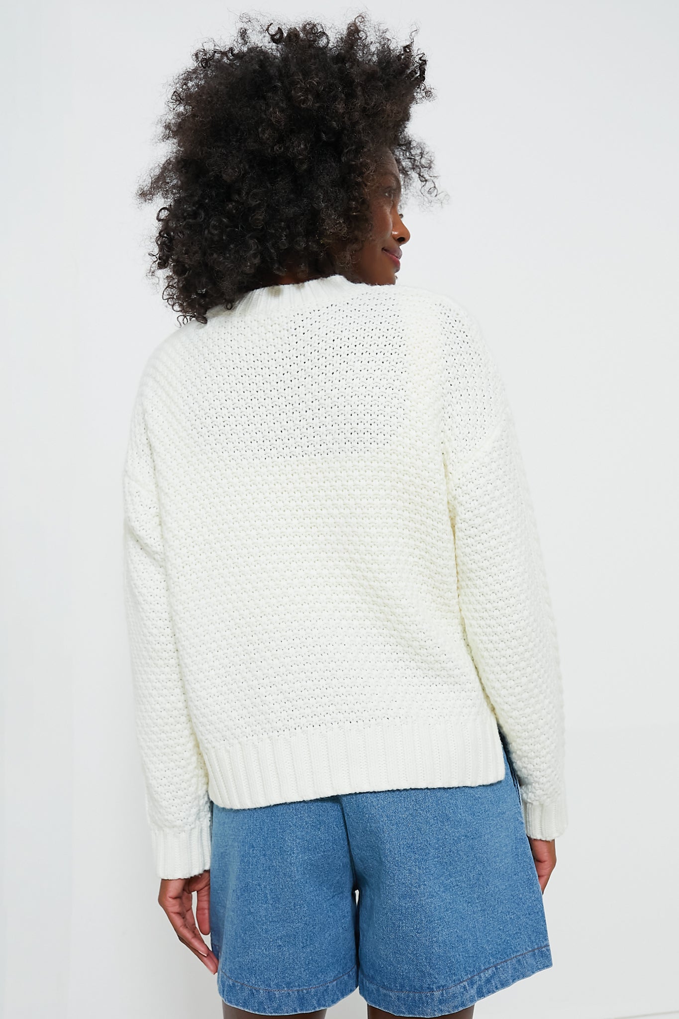 Ivory Cable Knit Courchevel Sweater