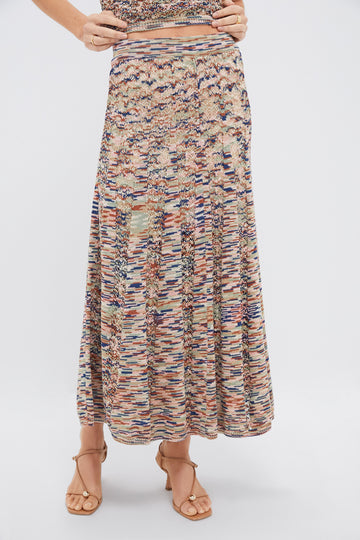 Multi Wylie Flared Knit Skirt