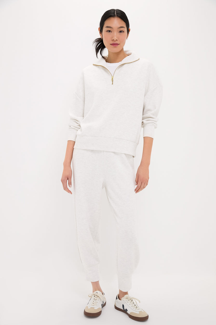 Molly Half Zip Longline Sweat Ivory Marl