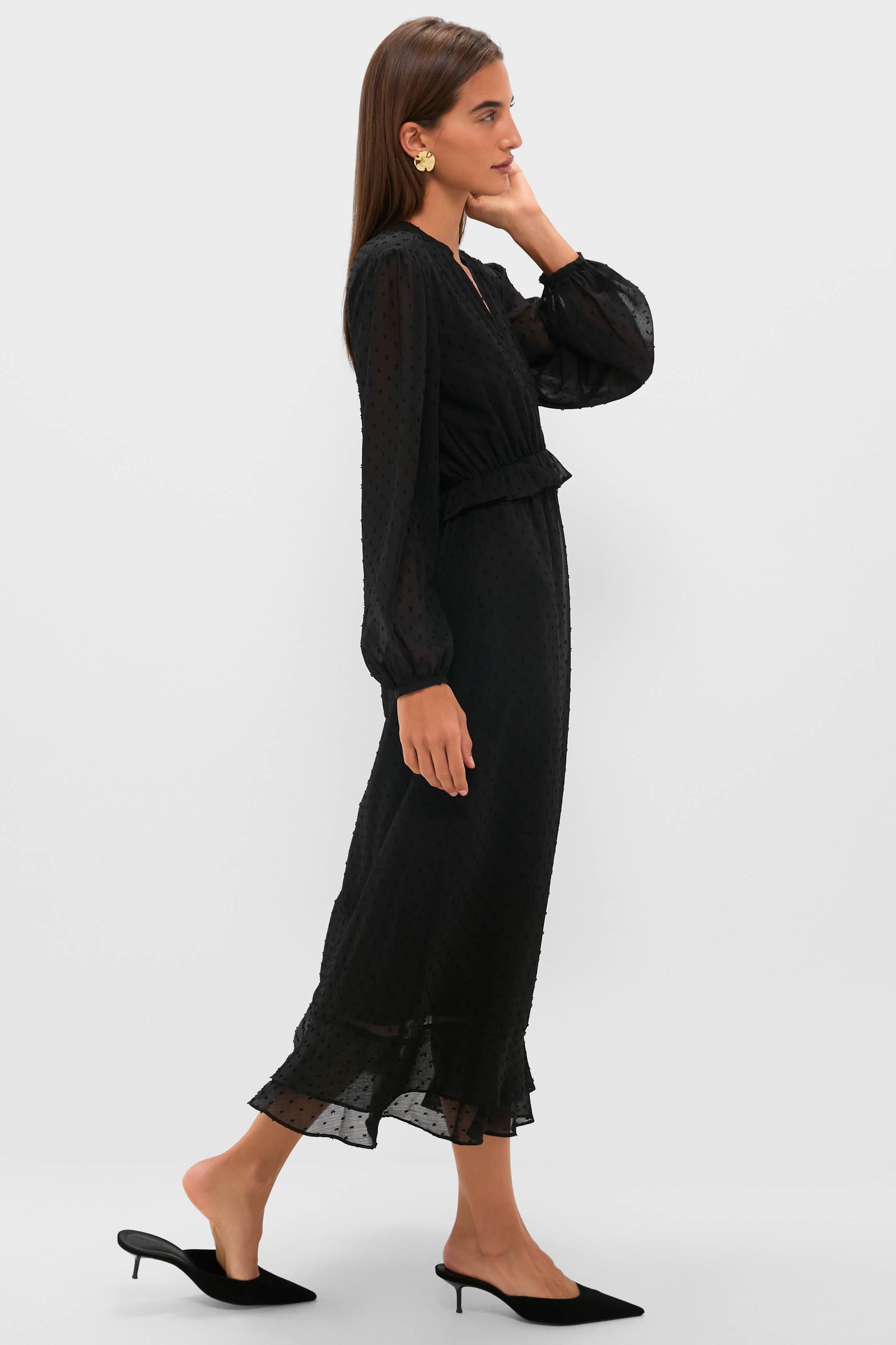 Pomander Place Black Textured Dot Selwyn Dress Black / XXS Pomander Place Black Textured Dot Selwyn Dress Black / XXS