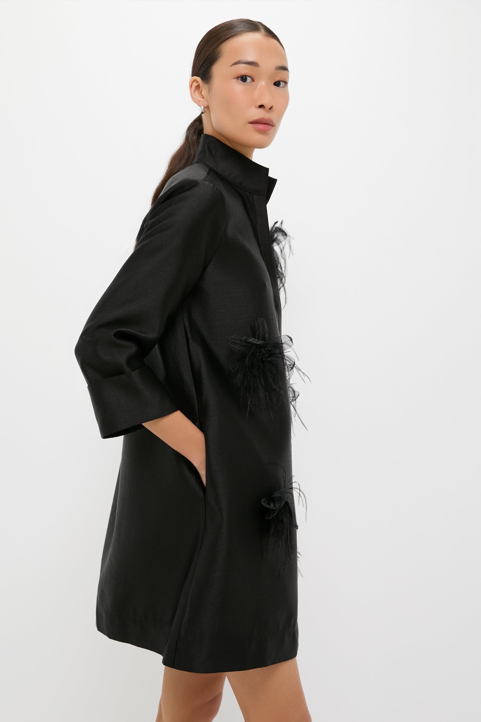 Tuckernuck Black Embellished Dupioni Megan Dress Black / L