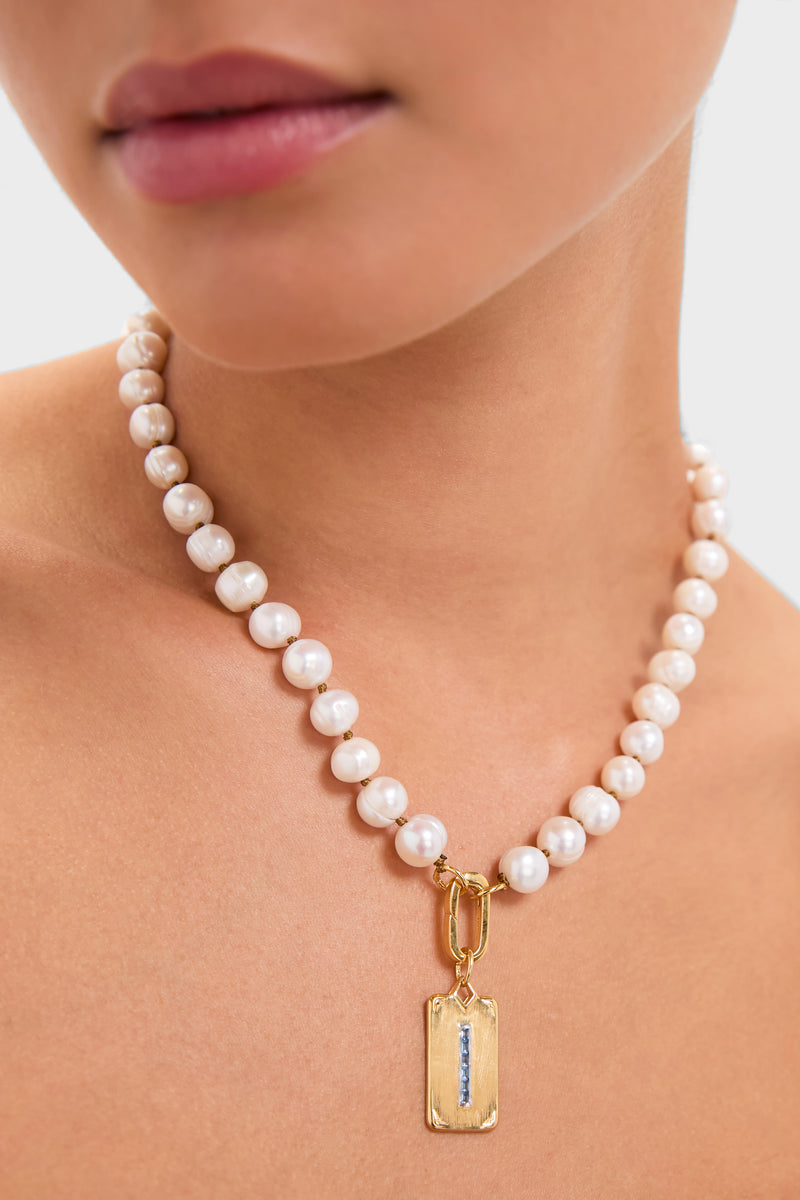 Pearl Necklace with Carpe Diem Charm