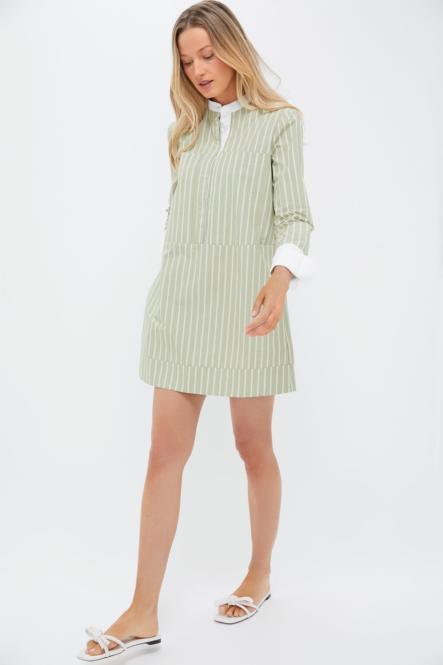 Green Stripe Rohan Shirt Dress | Pomander Place