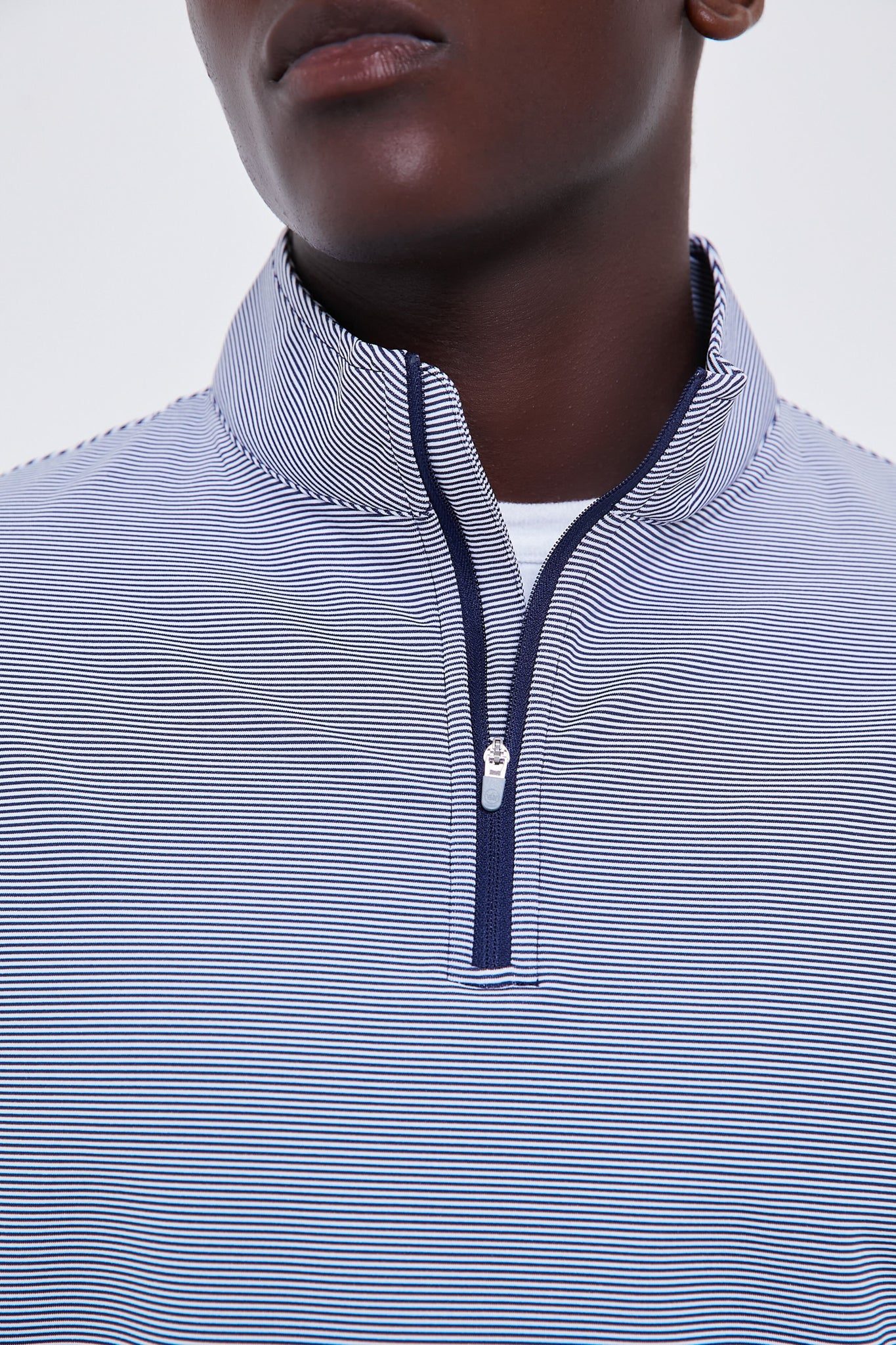 Navy Perth Sugar Stripe Performance Quarter Zip