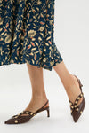 Dark Brown Vendome Studded Kitten Heels