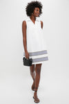 White High Tide Embroidered Stripe Sleeveless Collier Dress