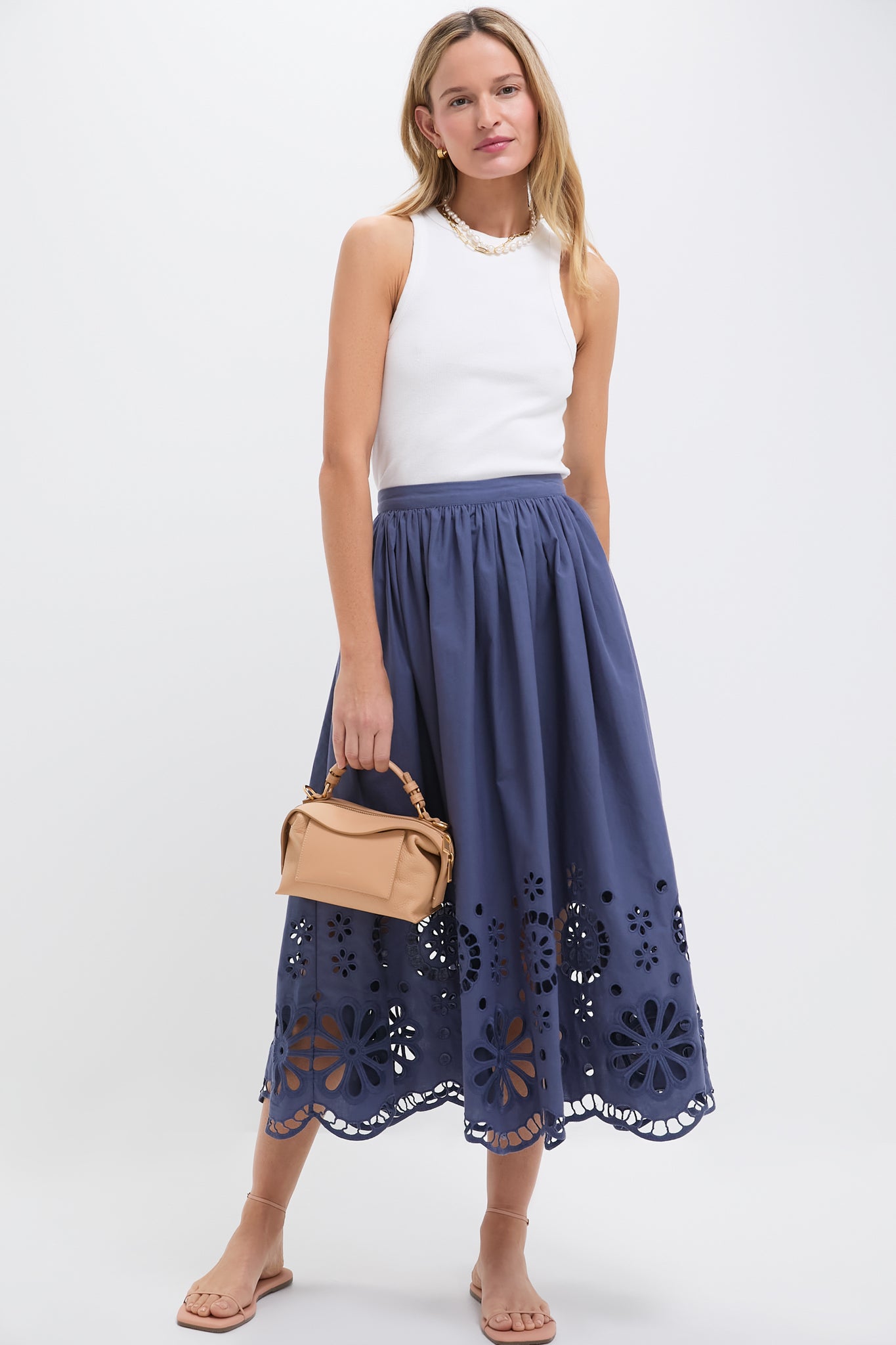 Vintage Blue The Super Bloom Eyelet Skirt