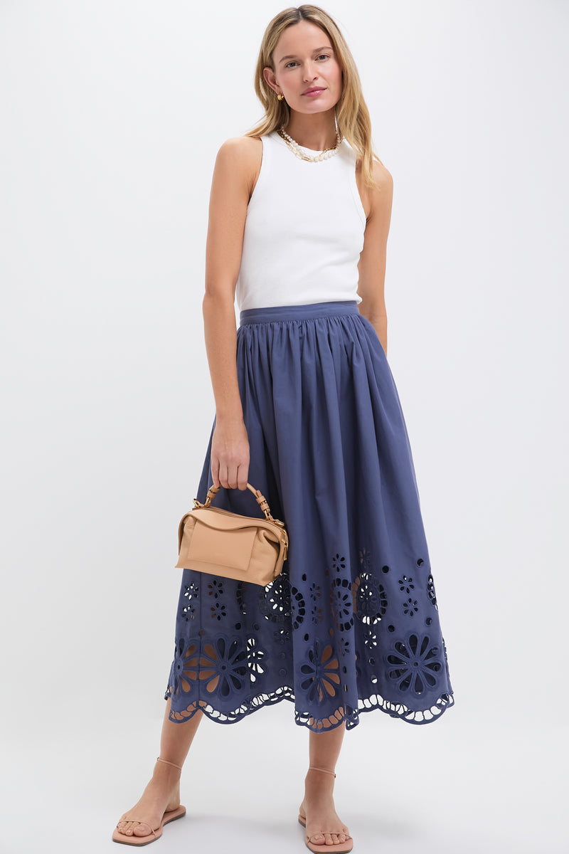 Vintage Blue The Super Bloom Eyelet Skirt