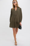 Olive Green Linen Palmerston Dress