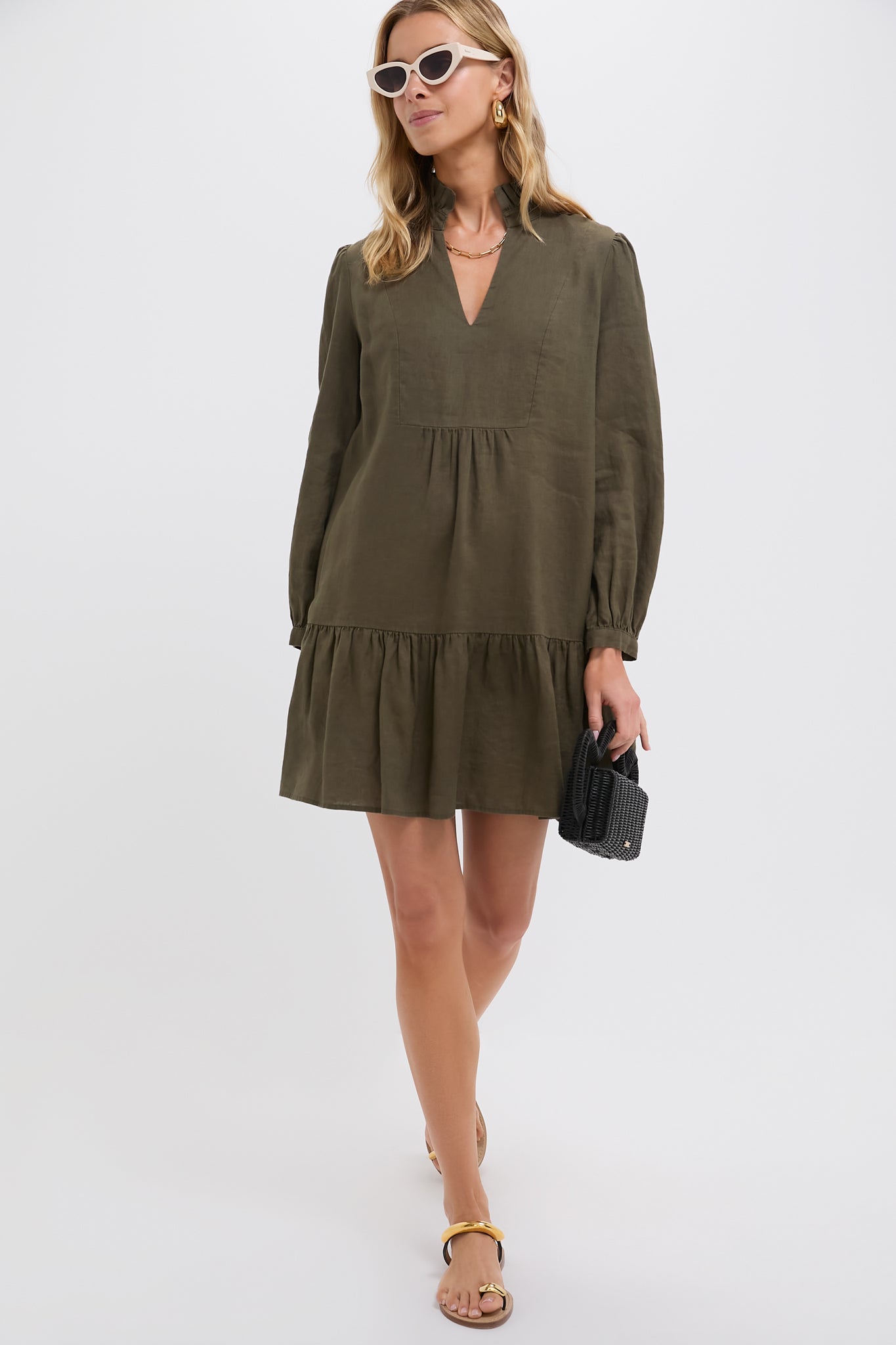 Olive Green Linen Palmerston Dress
