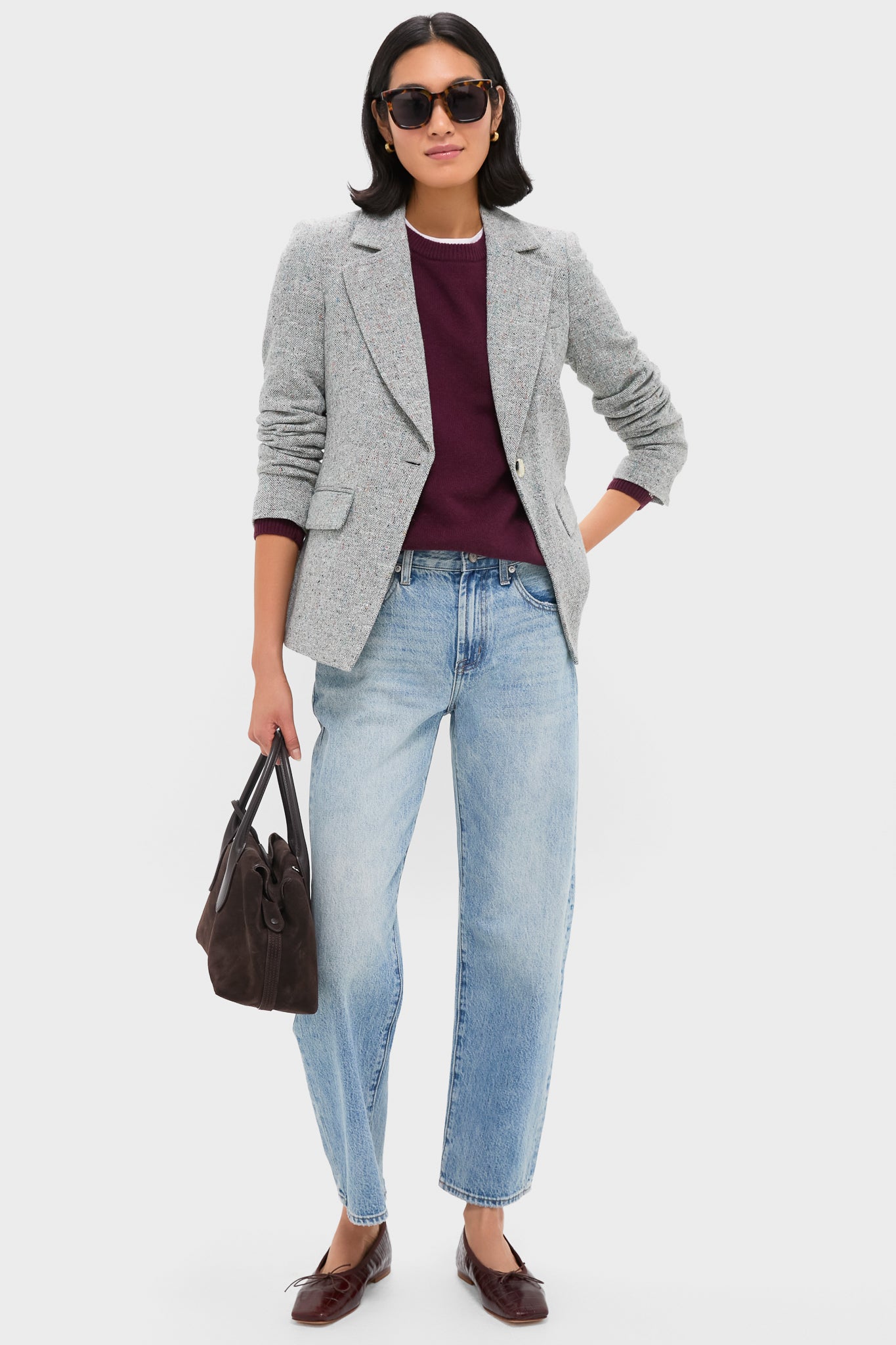 Antique Blue Melange Healy Dickey Jacket | Veronica Beard