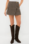 Chicory Coffee Check Wool Mix Skirt