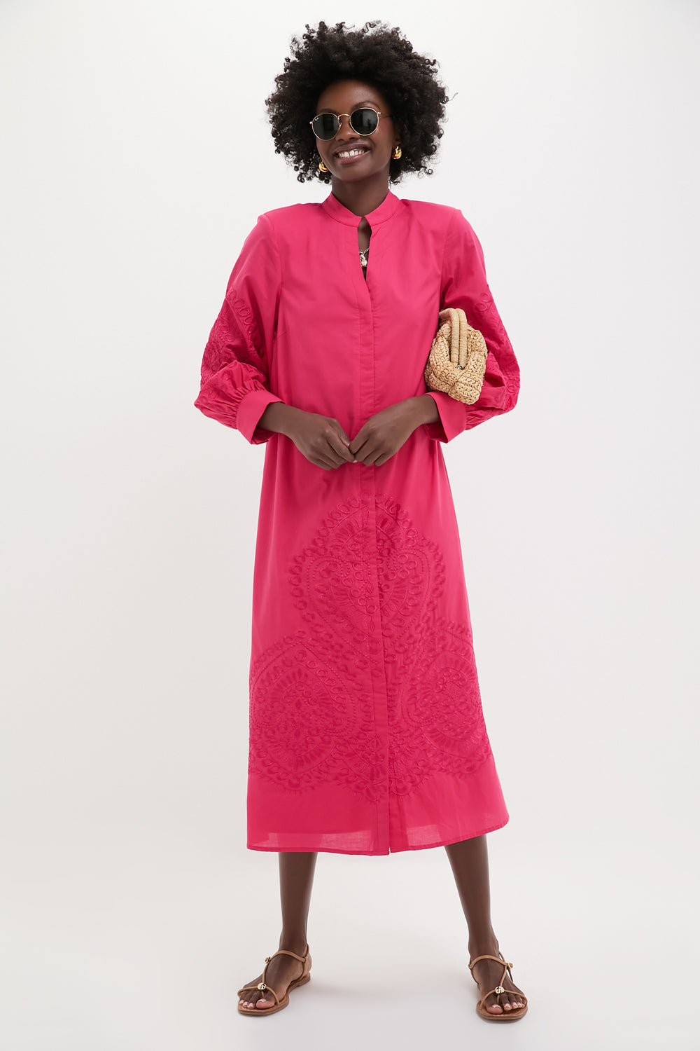 Guava Embroidered Wisteria Caftan