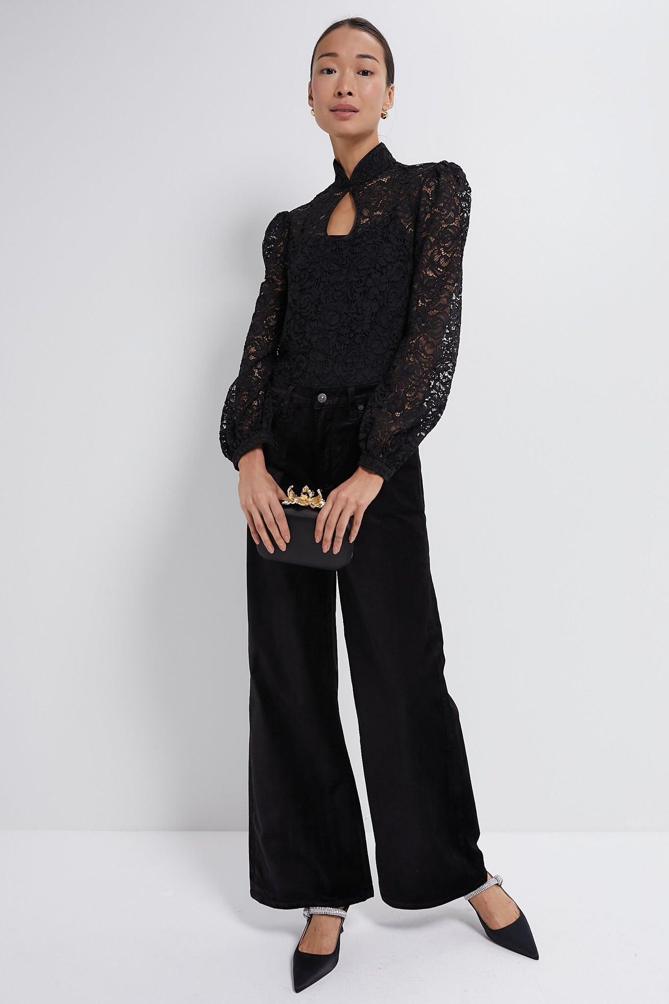 $325 NEW selling SALONI BLACK LACE BLOUSE