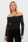 Black Lace Off the Shoulder Bari Top