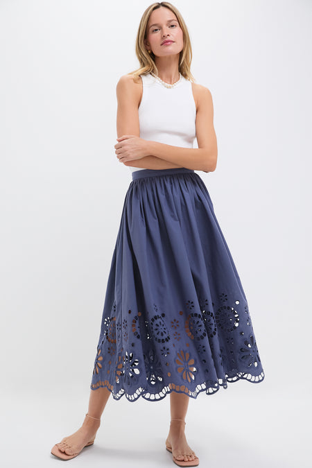 Vintage Blue The Super Bloom Eyelet Skirt