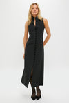 Black Velvet Button Leighton Dress