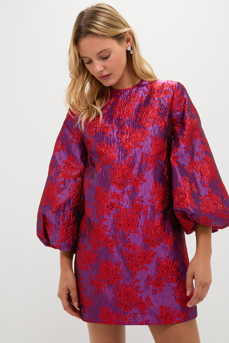 Red & Purple Jacquard Janie Mini Dress