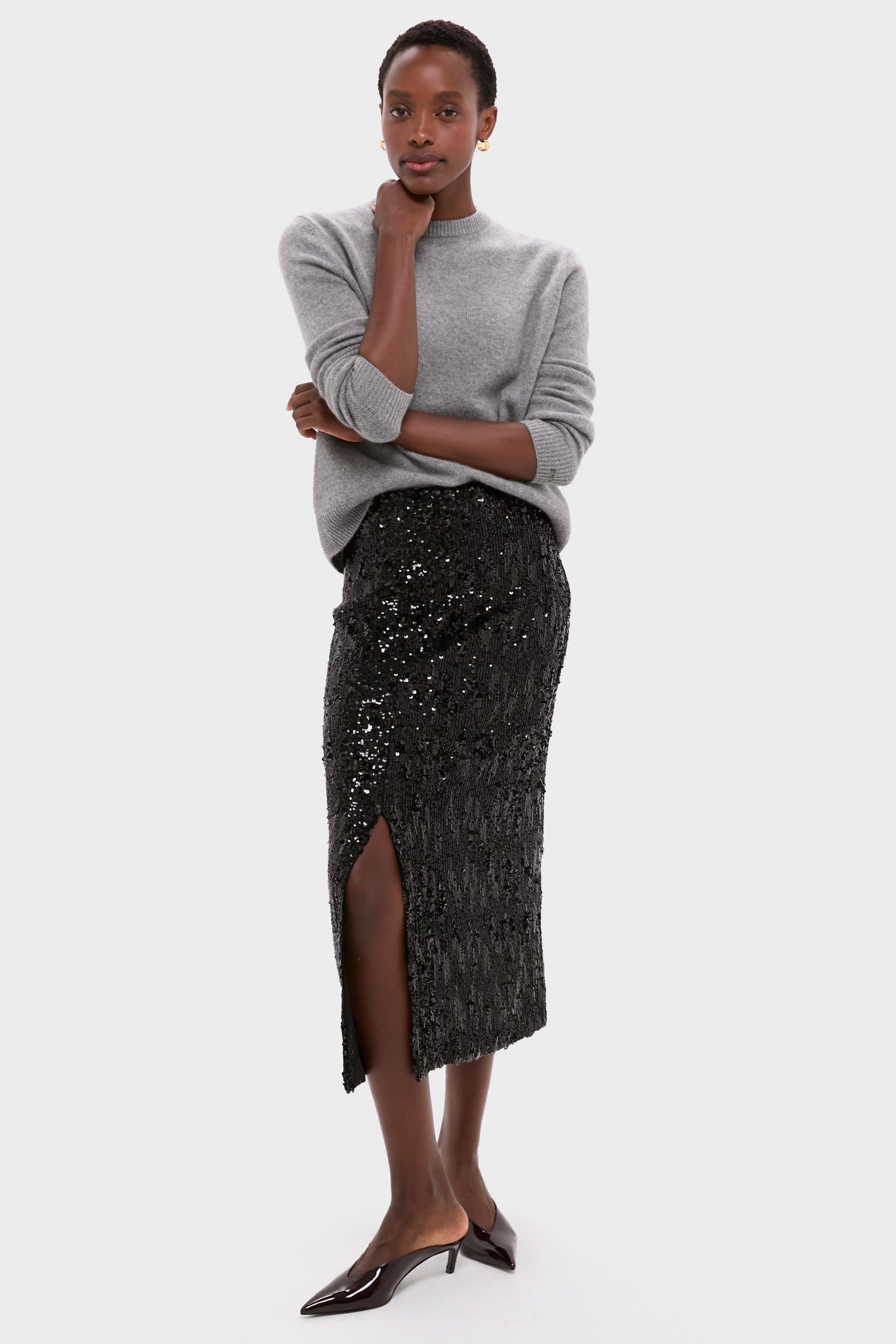 Black Sequin Pencil Skirt