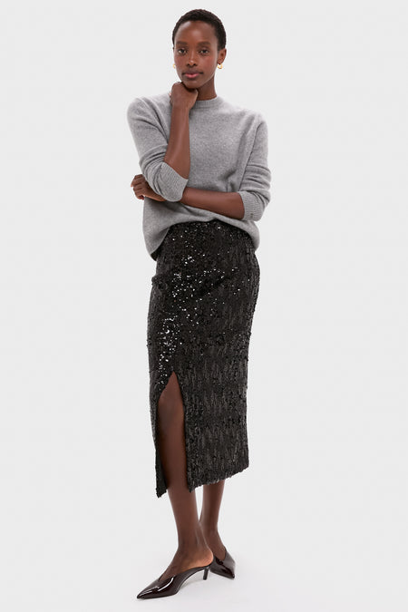 Black Sequin Pencil Skirt