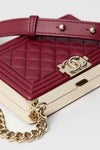CHANEL Red Sheepskin Leather Boy Minaudiere