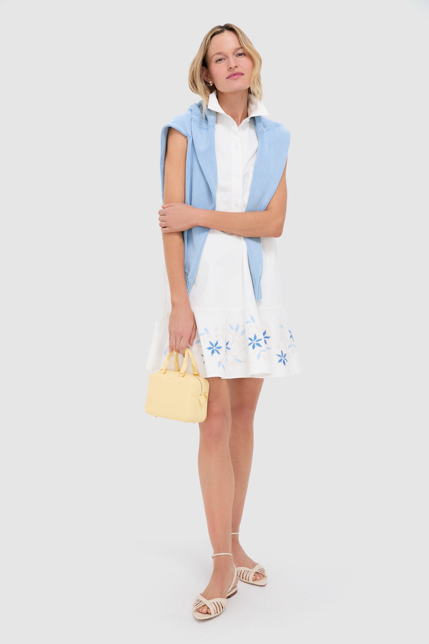 White Embroidery Sleeveless Callahan Dress