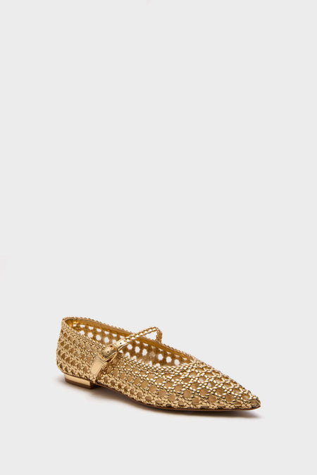 Gold Gracie Pointed Toe Crochet Flats