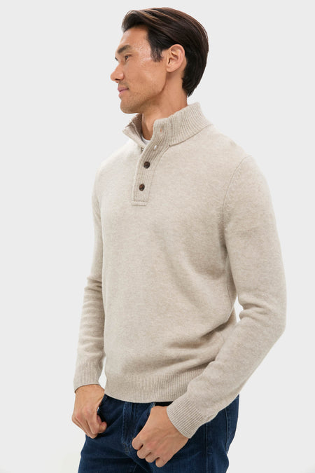 Oat Cashmere Wool Button-Up