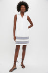 White High Tide Embroidered Stripe Sleeveless Collier Dress