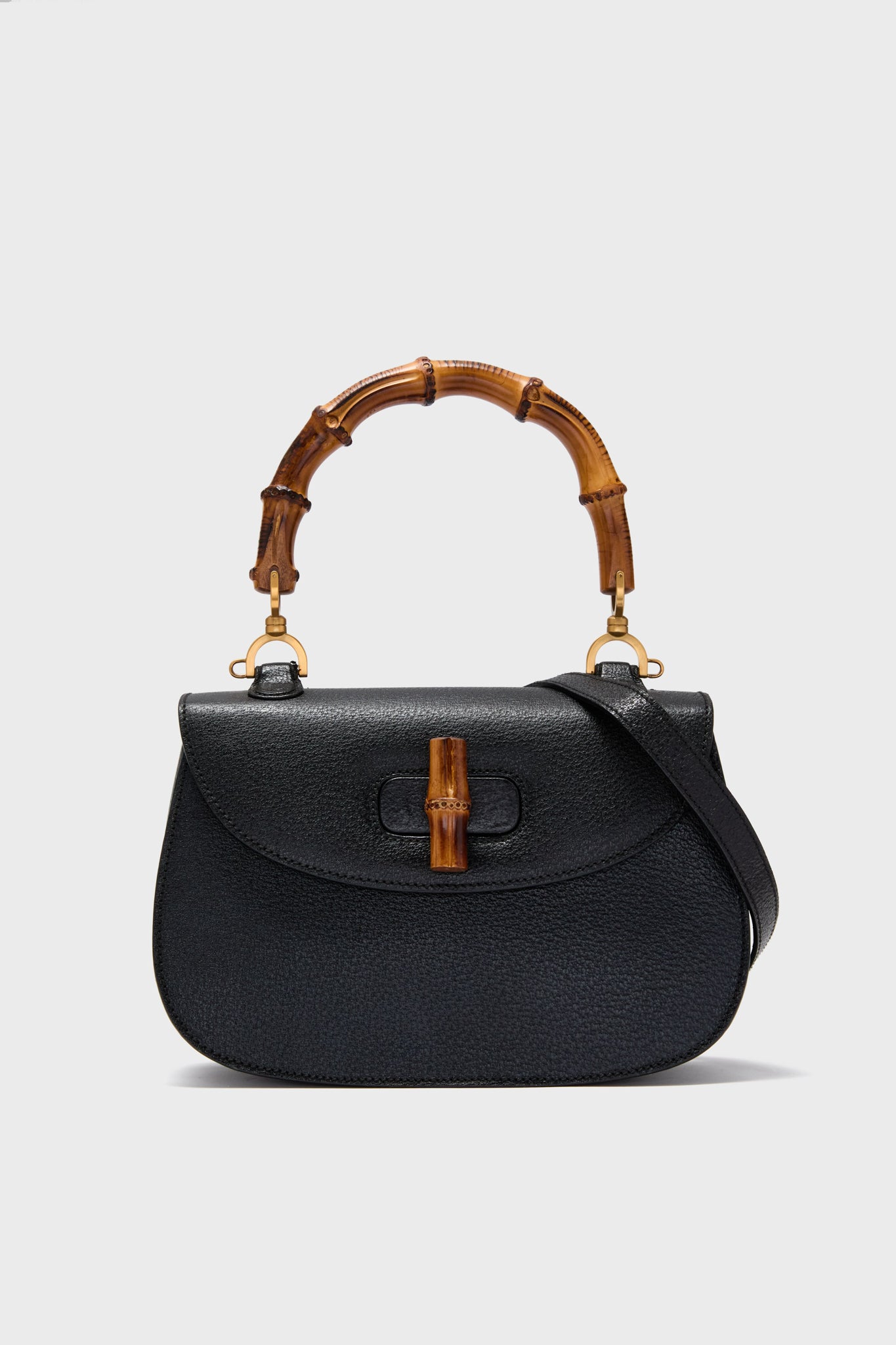 Gucci Black Medium Bamboo Top Handle Bag