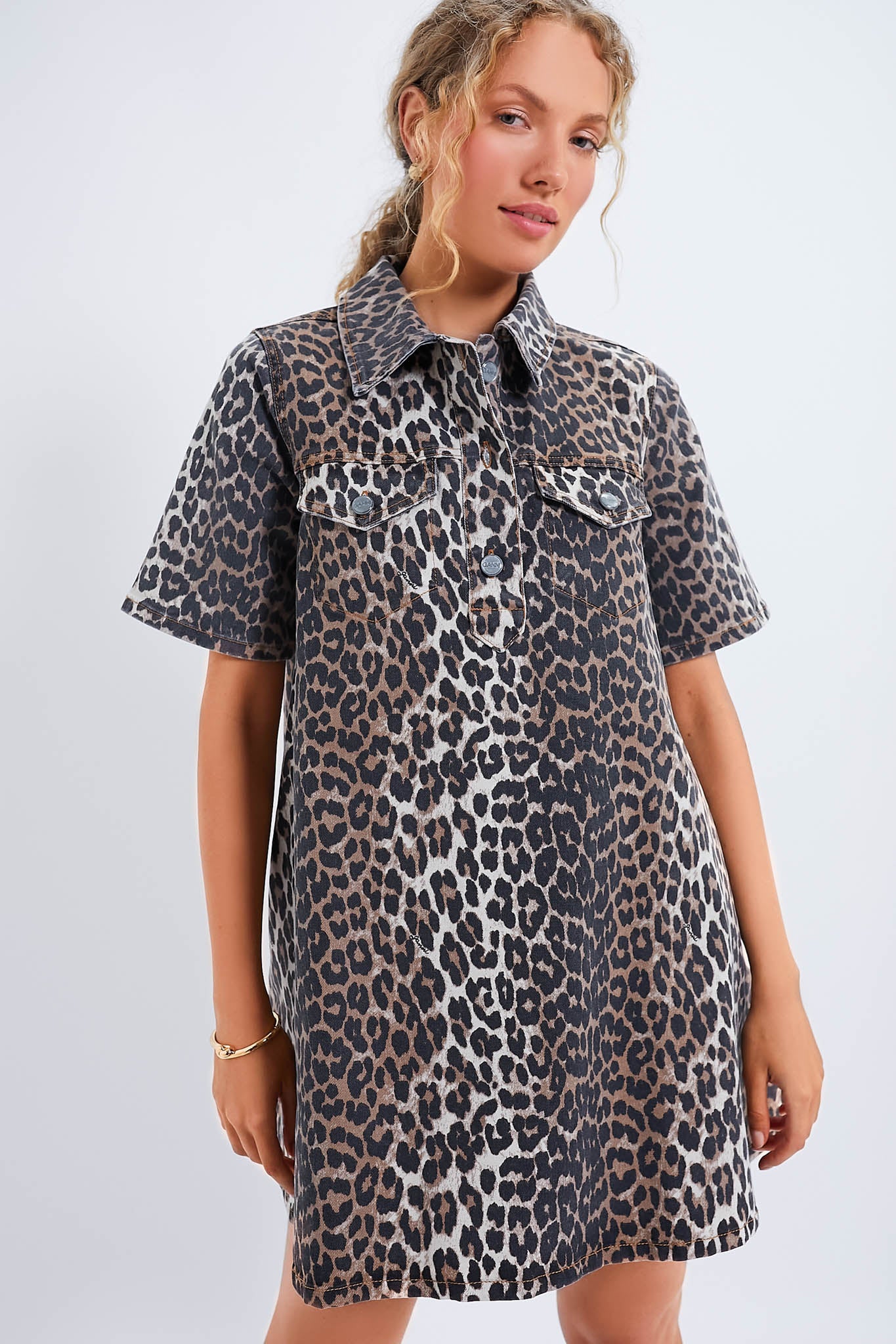 Shops ganni blue leopard print dress