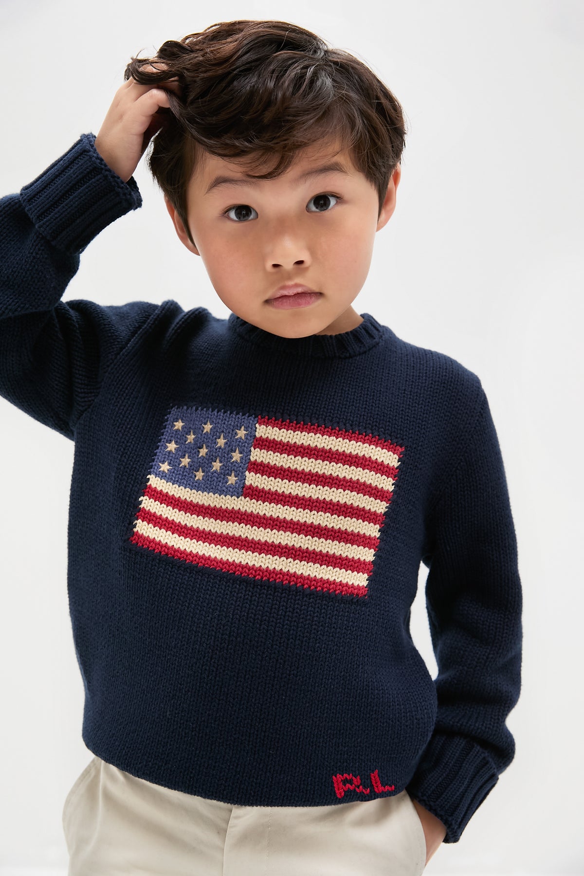 Flag Cotton Crewneck Sweater
