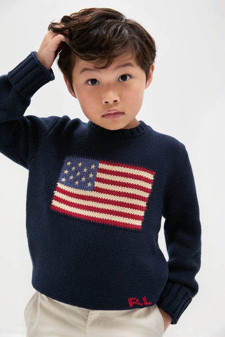 Flag Cotton Crewneck Sweater