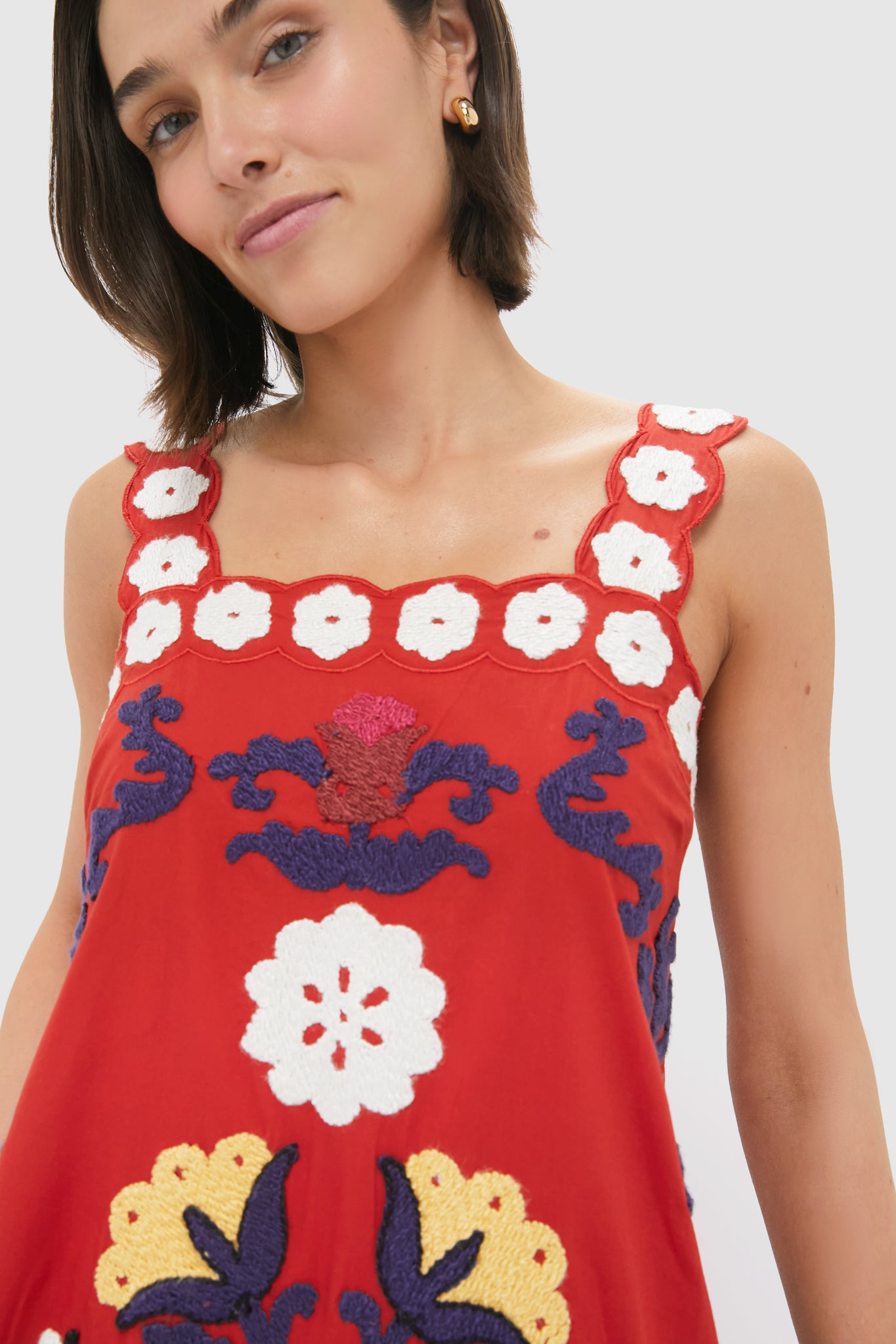 Red Catrine Applique Tank Dress