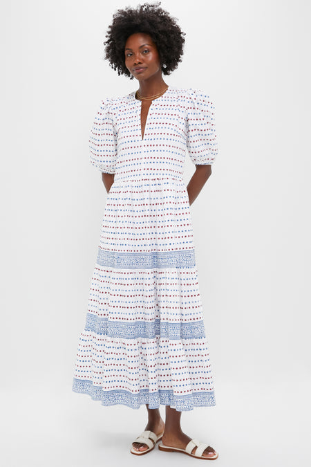 Exclusive Ellis Blue Puff Sleeve Maxi Dress
