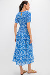 Pretoria Blue Smocked Drop Waist Maxi Dress