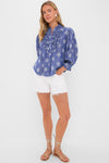Exclusive Chatham Blue Ruffle Front Blouse