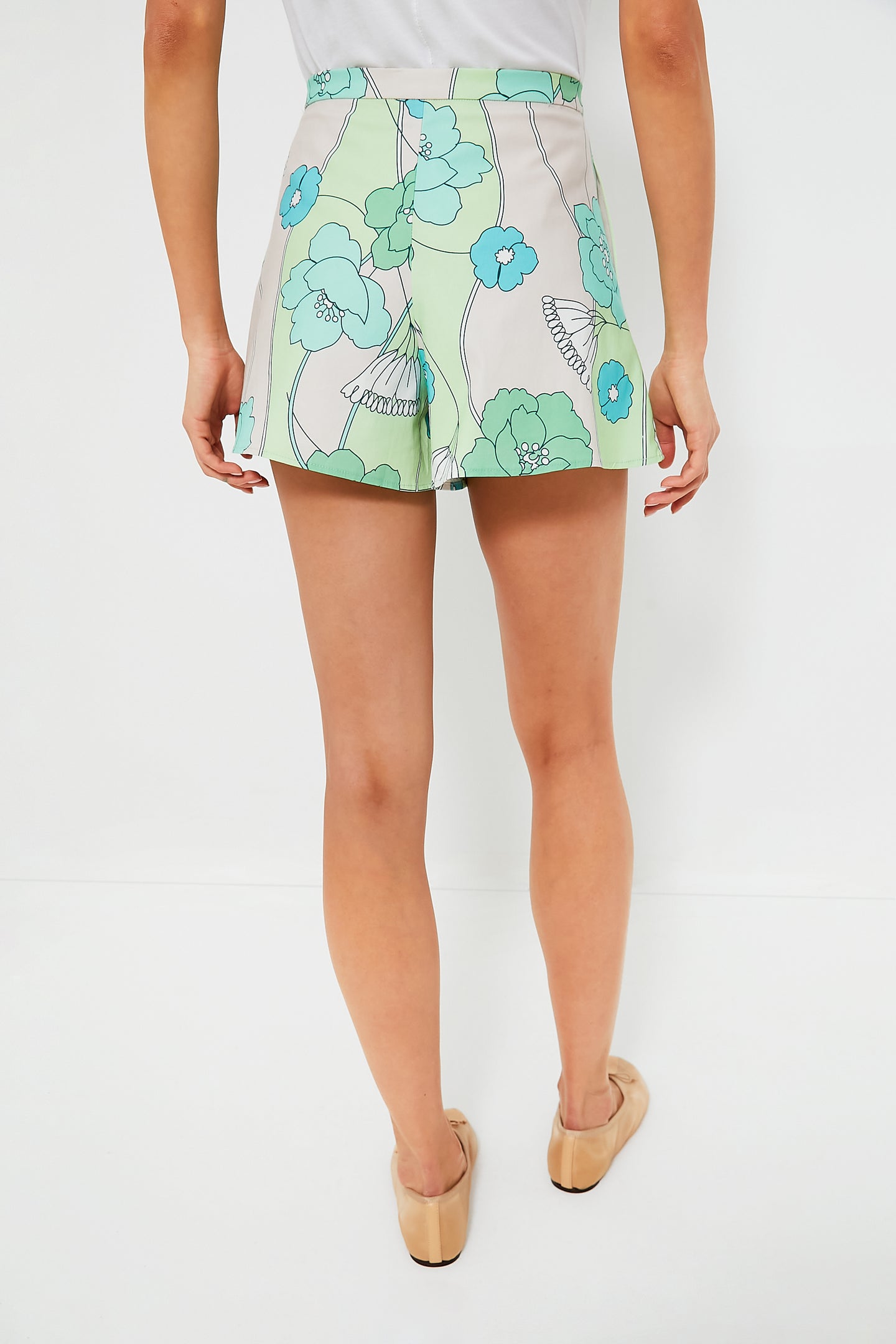 Green and Blue Floral Hallie Shorts