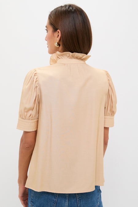 Tan & Cream Embroidery Louisa Blouse