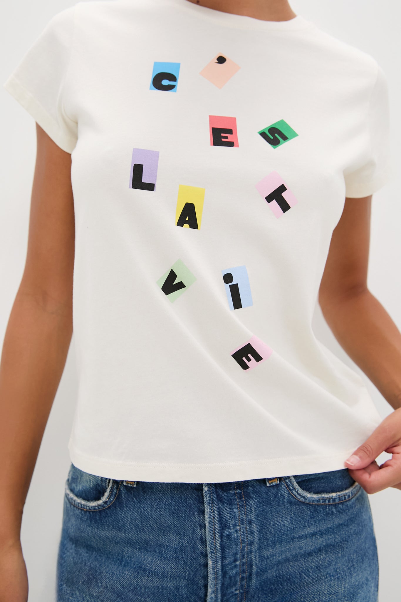 Cream with Multi C'est La Vie Classic Tee
