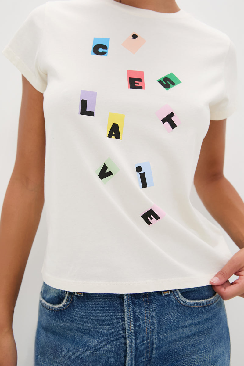 Cream with Multi C'est La Vie Classic Tee