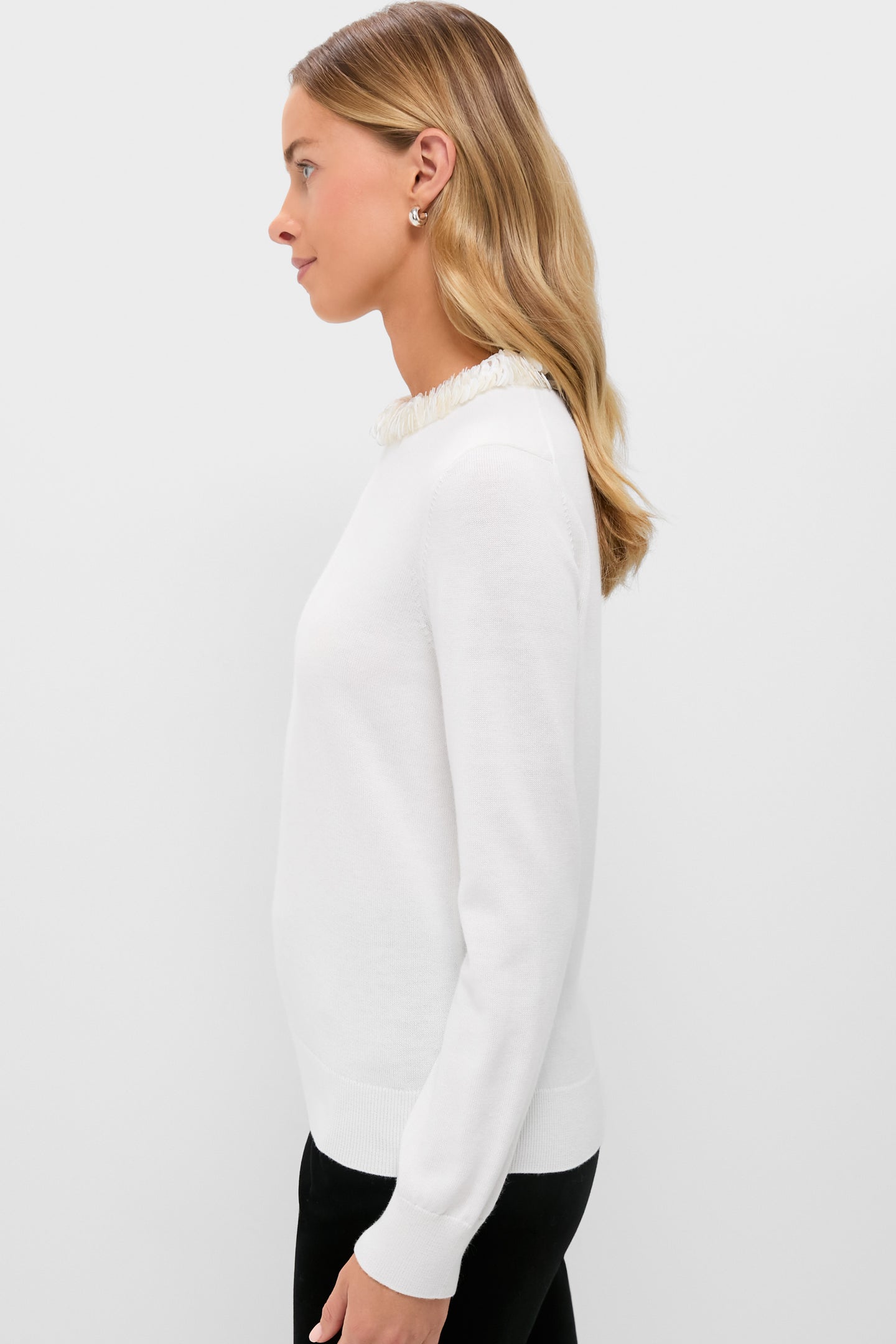 Ivory Sequin Trim Lina Sweater