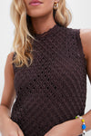 Floral Lace Brown Cyrene Mini Dress