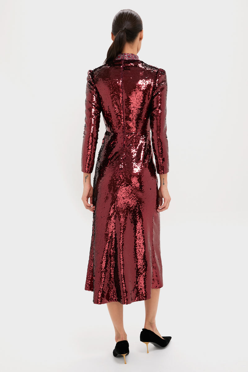 Deep Garnet Sequin Jena Maxi Dress