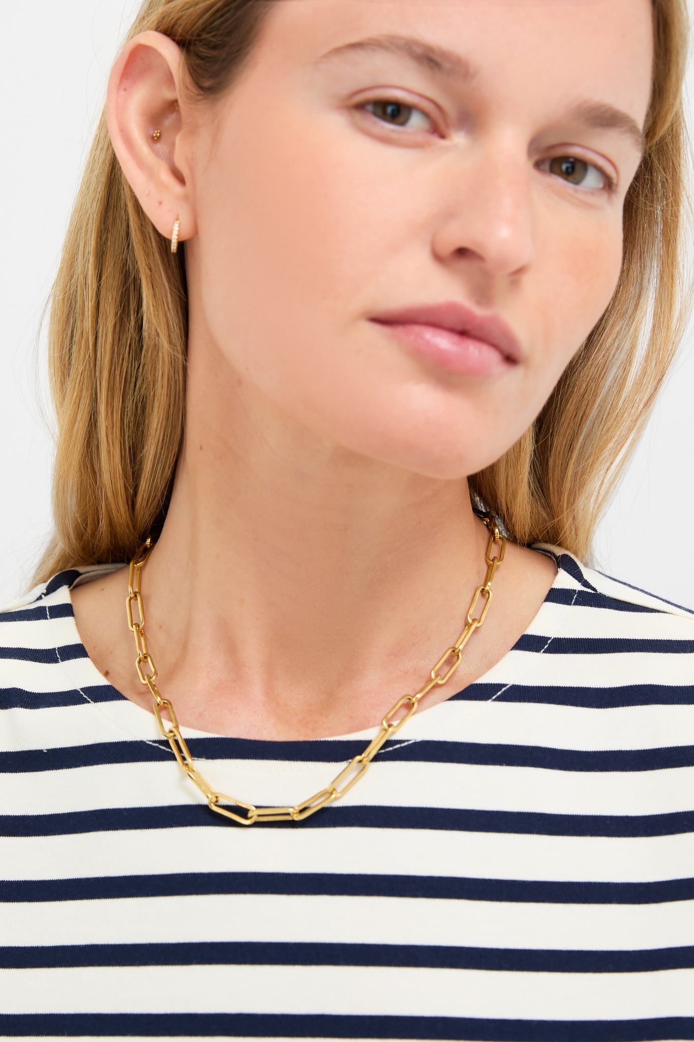 Navy and Ivory Stripe Knit Odie Tee