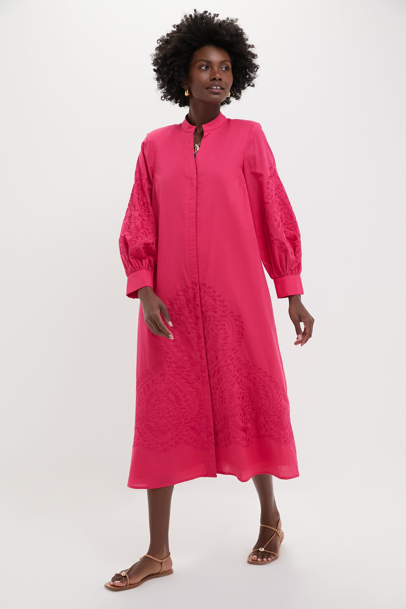 Guava Embroidered Wisteria Caftan