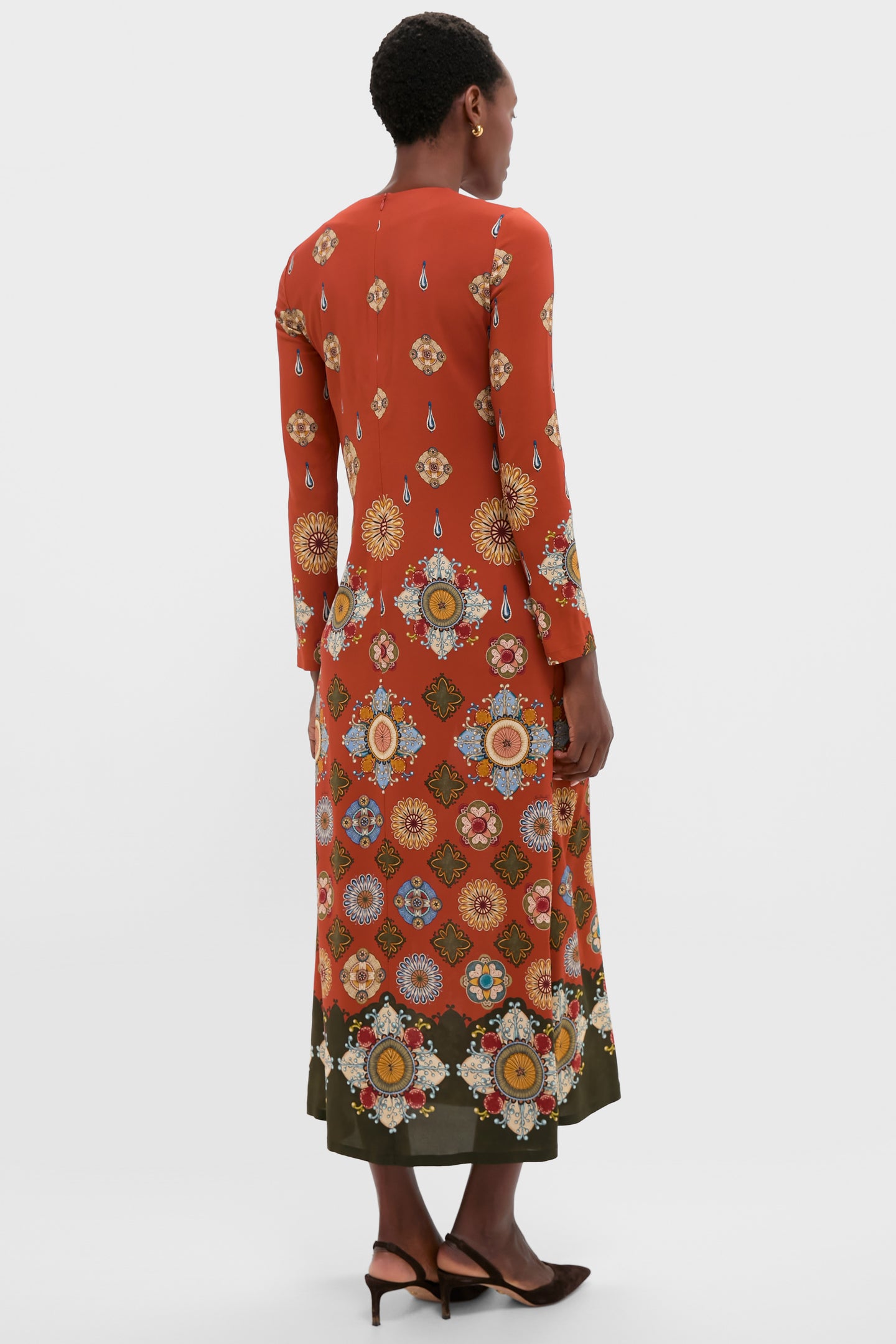 Nucleus Rust Placee Long Sleeve Swing Dress