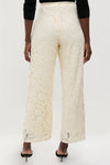 Cream Lace Sequin Straight Pants
