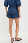 Railway Blue Coco Embroidered Denim Short