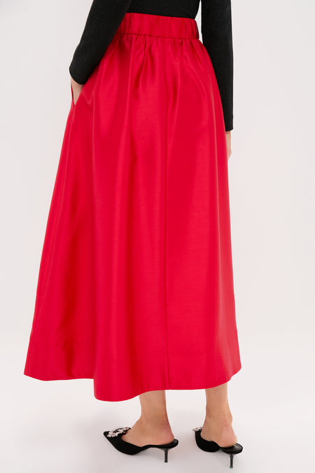 Red Dupioni Kendall Skirt